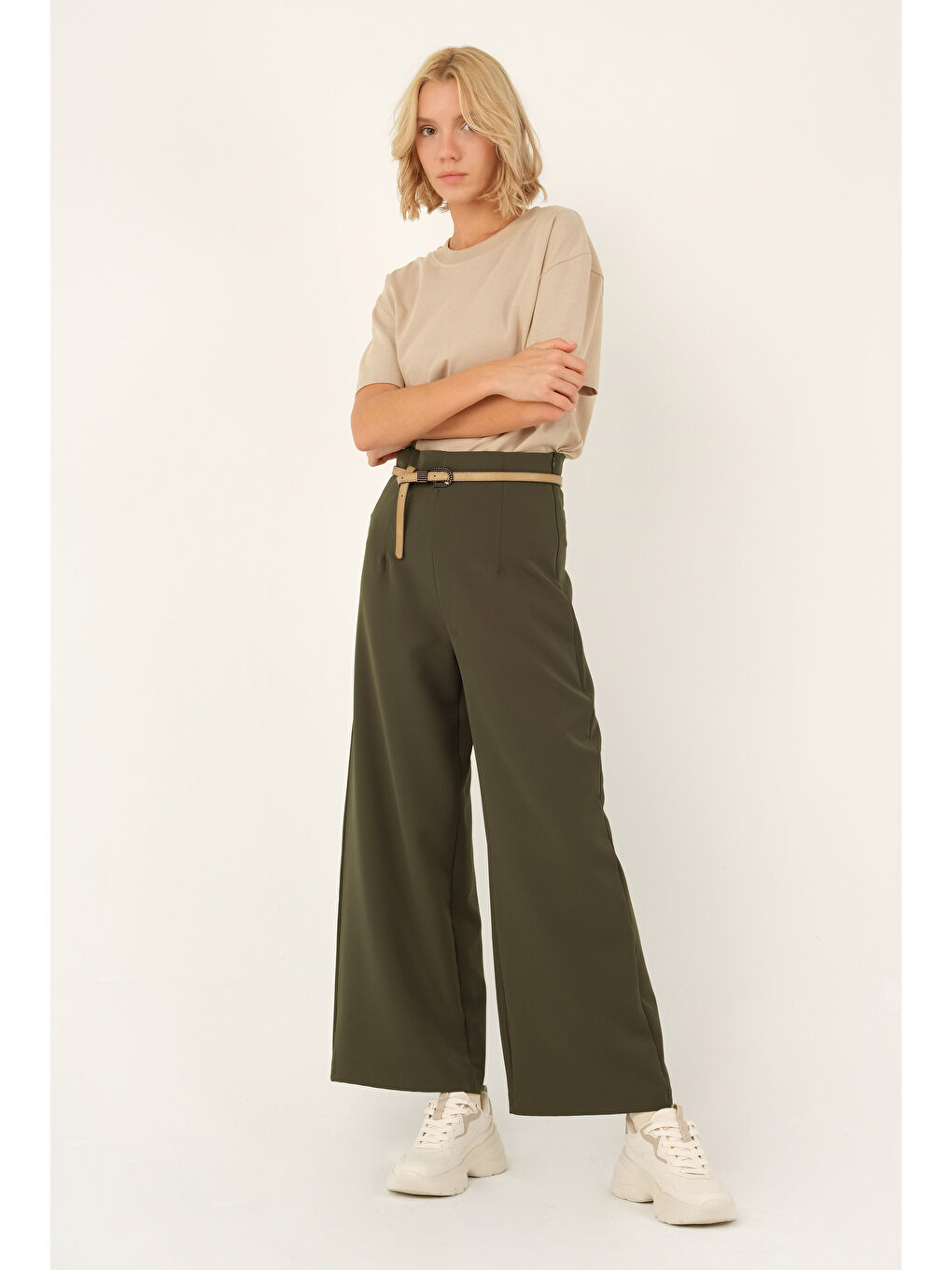 Midi Palazzo Pantolon Haki