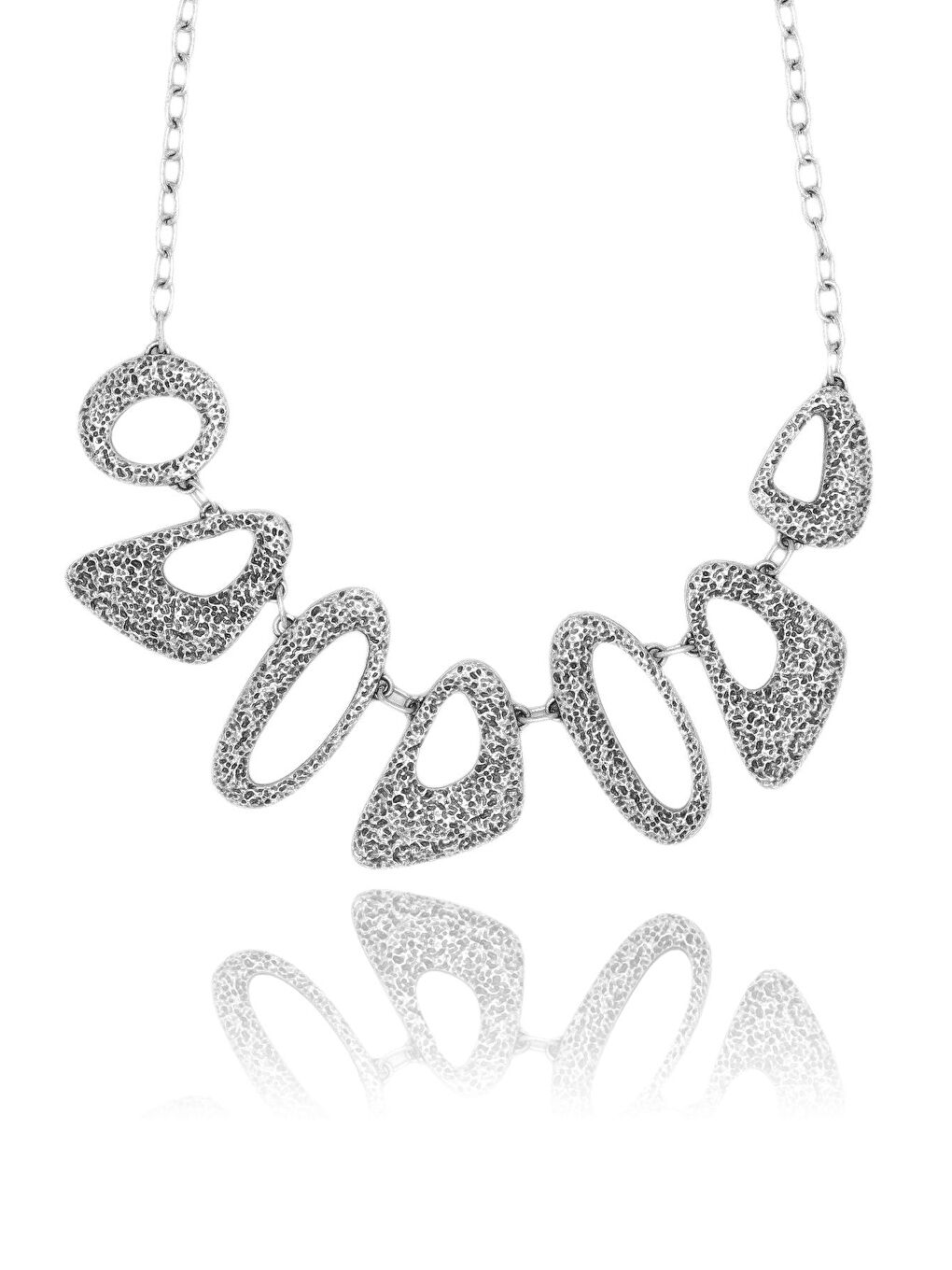 Gri Kadın Antik Gümüş Kaplama Bohem Kolye-1