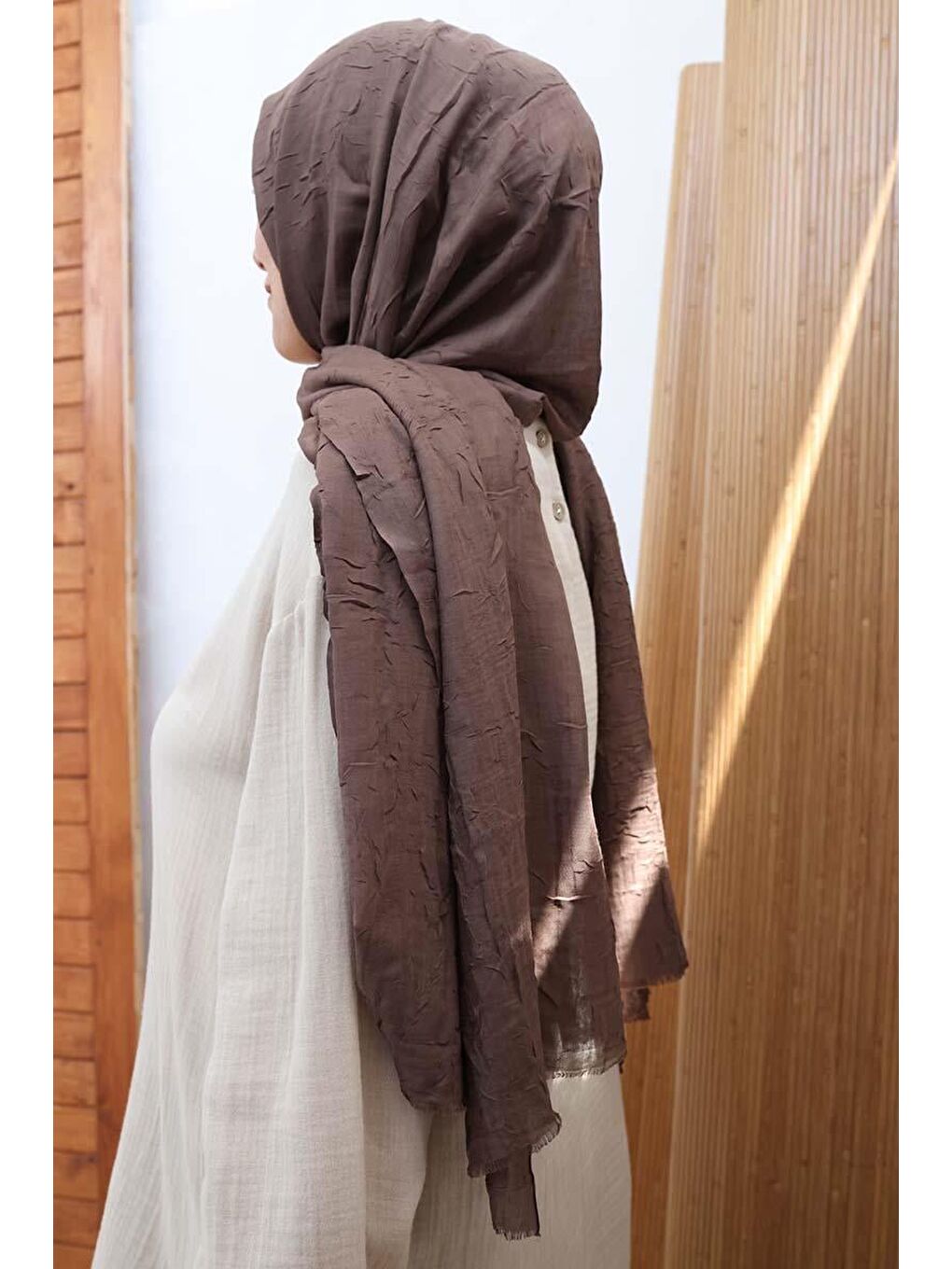 Kahverengi Acı Kahve-Bambu Kraş Şal