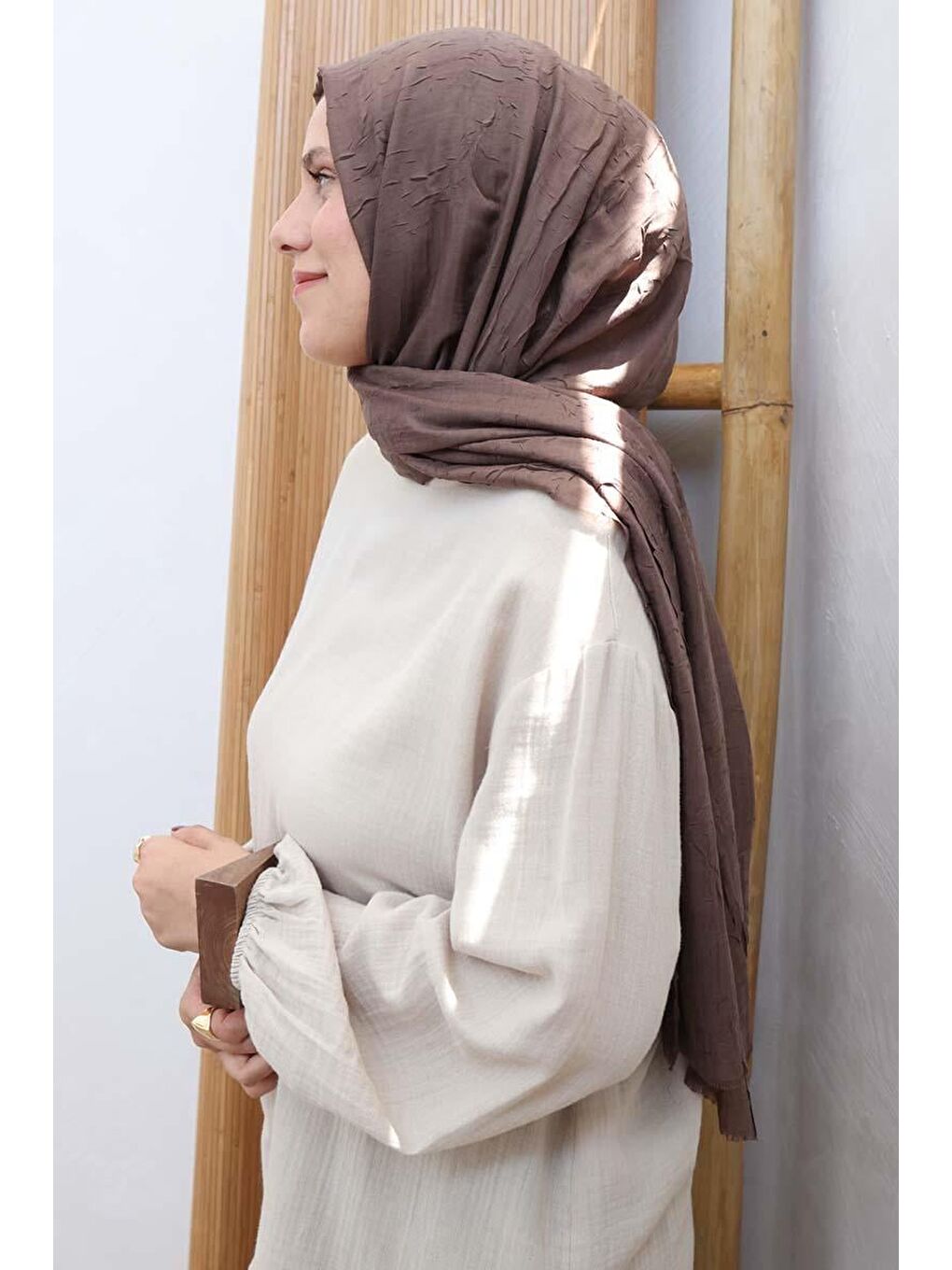 Kahverengi Acı Kahve-Bambu Kraş Şal-1