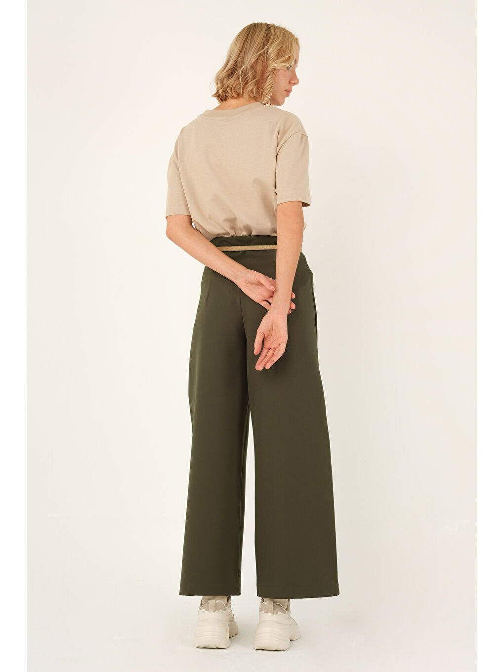 Midi Palazzo Pantolon Haki-4