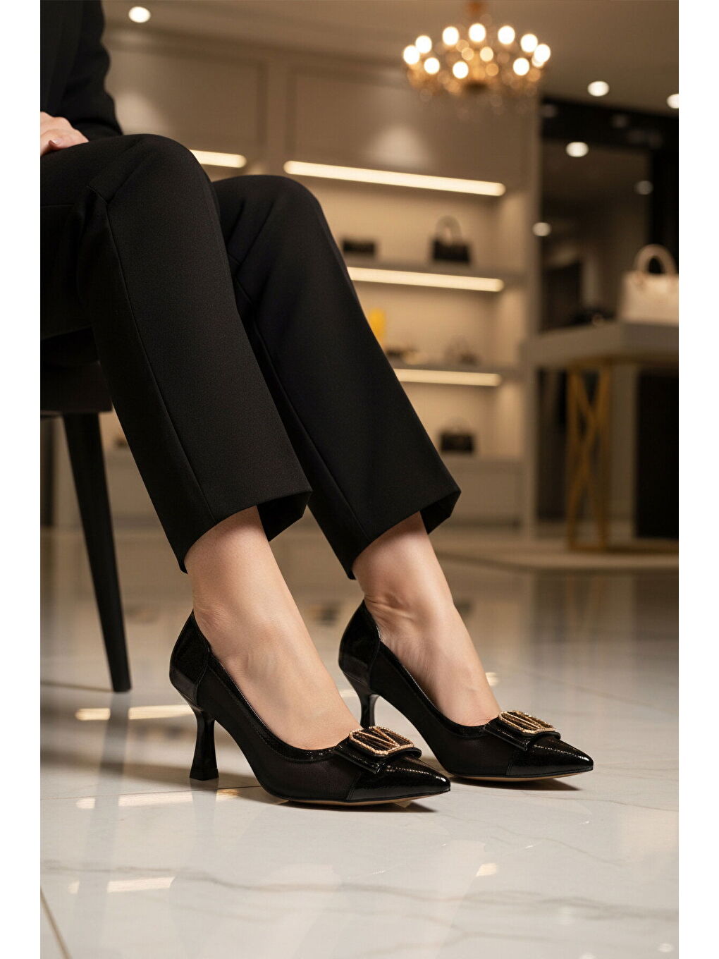 Siyah Özel ve Davet Kadın Topuklu Abiye Ayakkabı 357221 Z-3