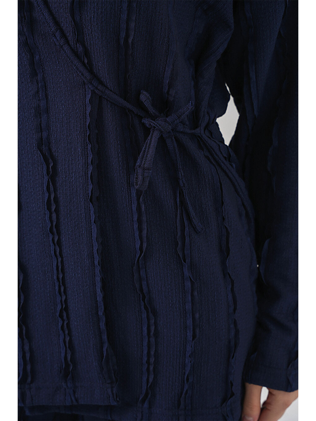 Kadın Örme Kimono Pantolon İkili Takım 30067 - Lacivert-4