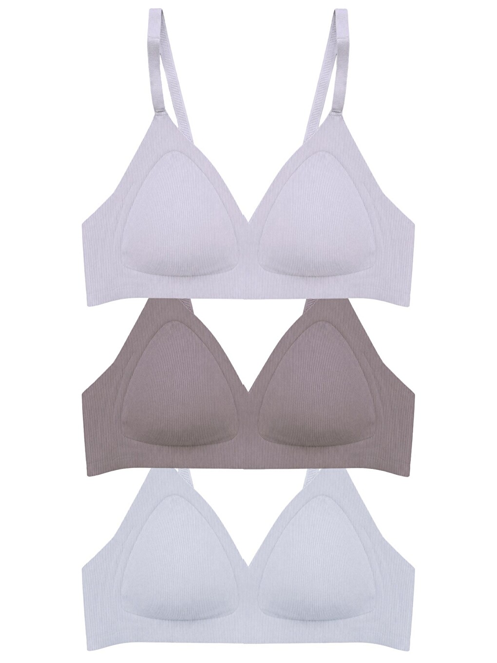 Karışık Seamless Bra - Velour | Lazer Kesim Balensiz Üçgen Form Dikişsiz Kadın Sütyen 3'lü Paket