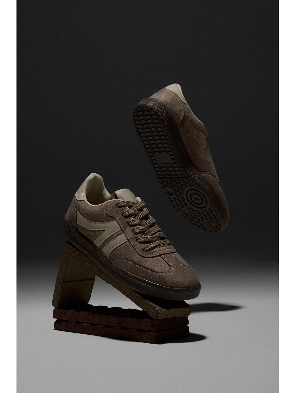 Kadın Vizon Bej Termo Taban Yanı Şeritli Bağcıklı Günlük Rahat Spor Ayakkabı-2