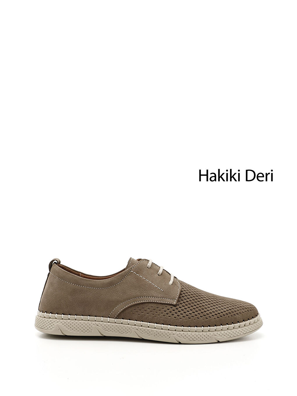 Bej Erkek VİZON Bağcıklı Hakiki Deri Comfort Ayakkabı