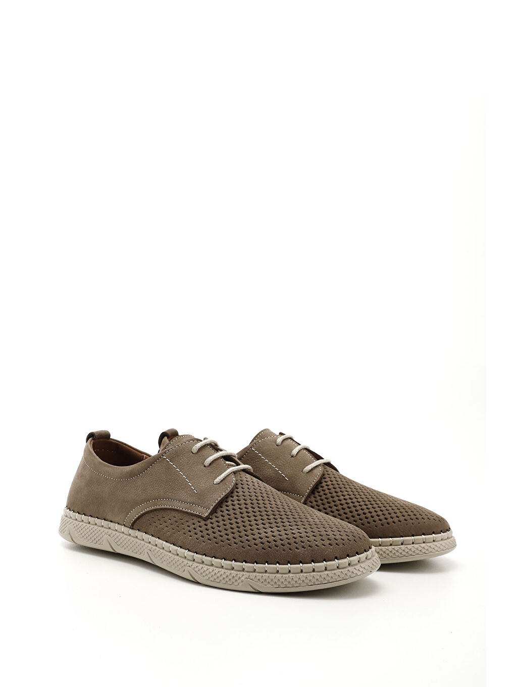 Bej Erkek VİZON Bağcıklı Hakiki Deri Comfort Ayakkabı-1