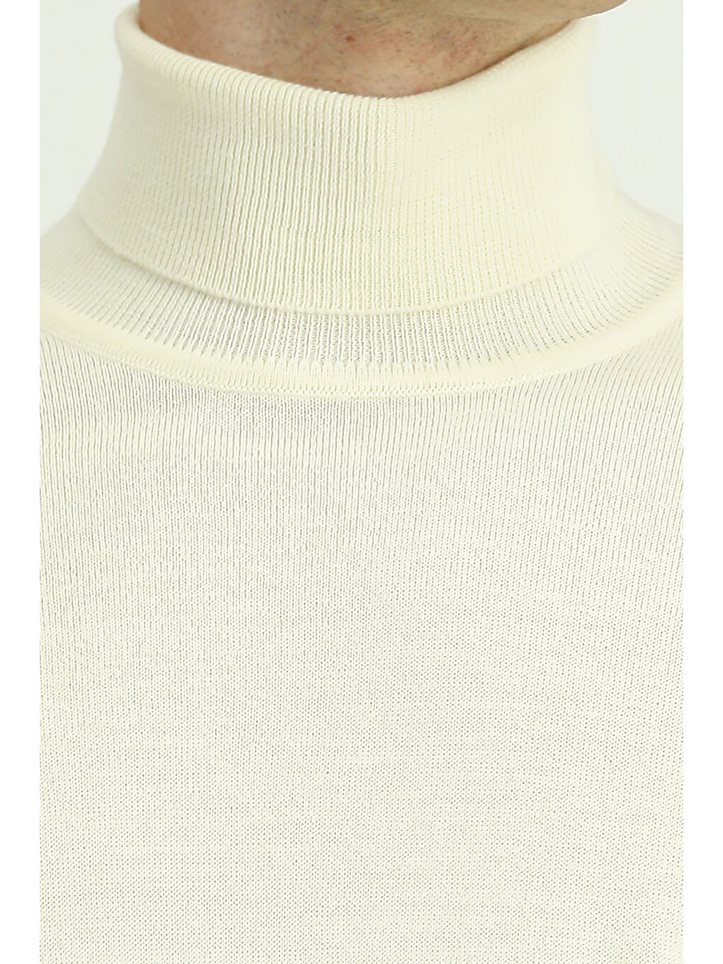 Ekru Balıkçı Yaka Regular Fit Yünlü Triko Kazak-6