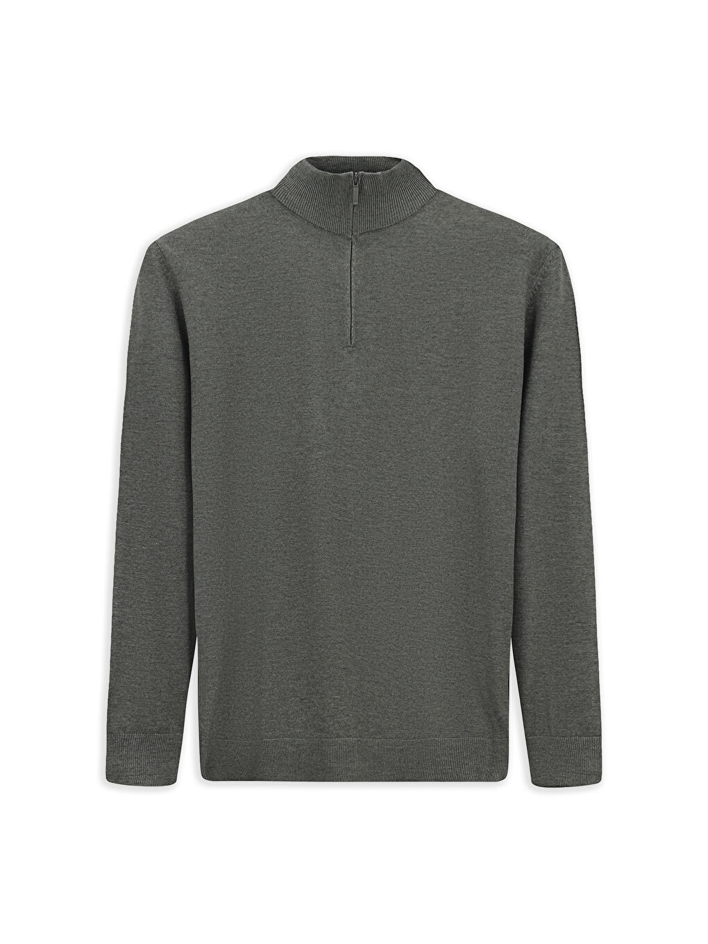 Antrasit Regular Fit Yarım Balıkçı Yaka Fermuarlı Trıko Kazak