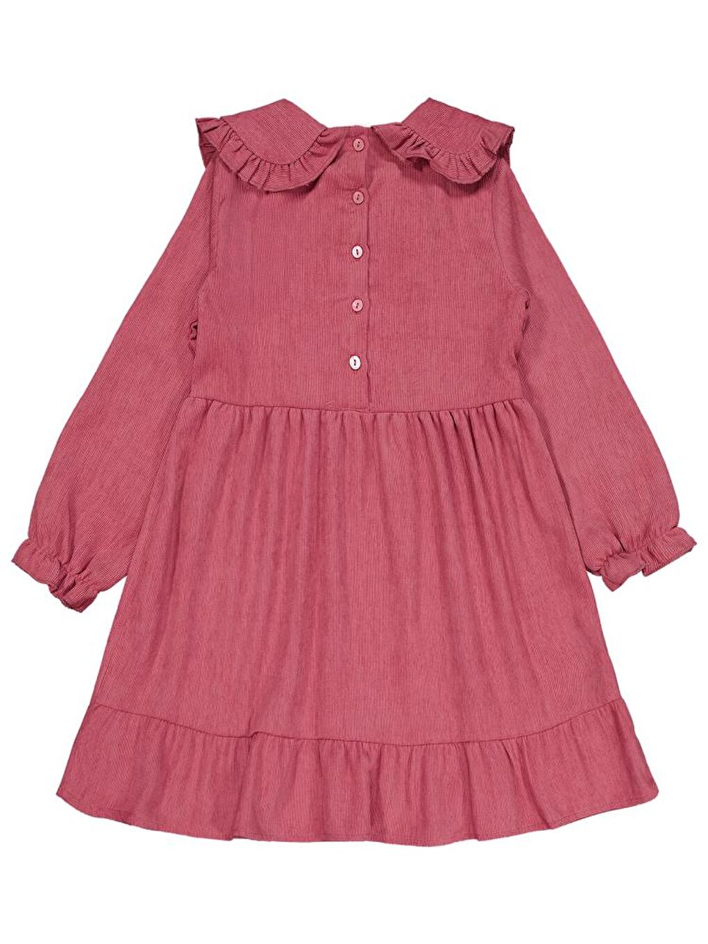 Girls Eteği Fırfırlı 6-9 Yaş Elbise - Pembe 8-9 Yaş