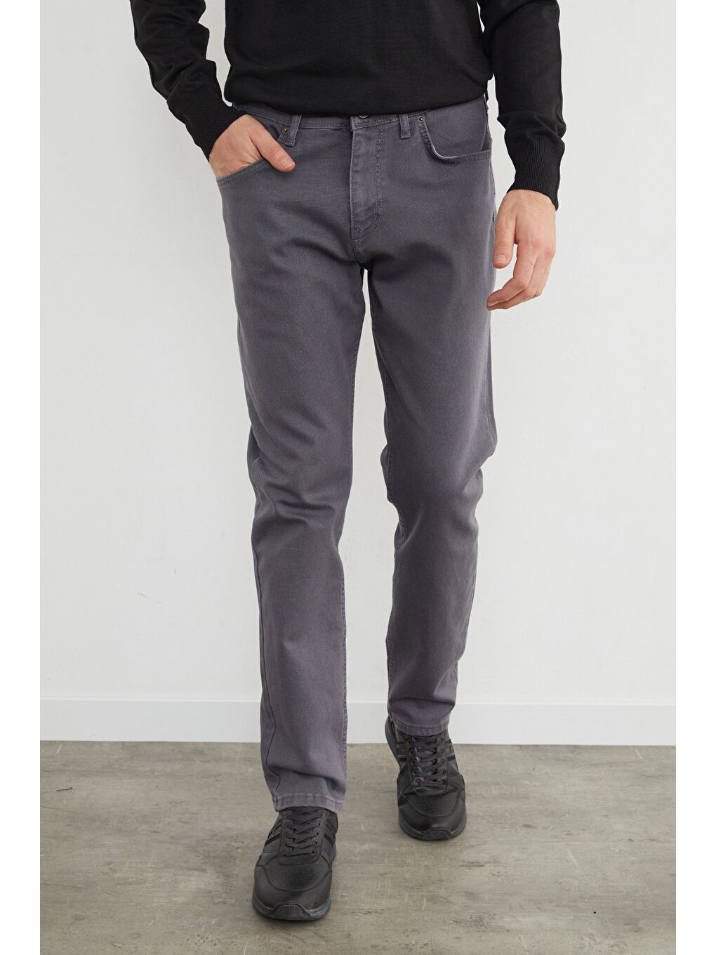 Gri Büyük Beden Regular Fit Normal Bel Jean-1