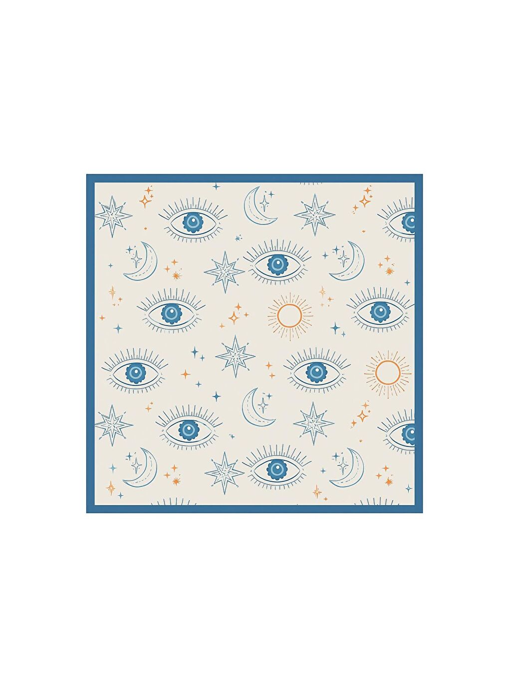 Lacivert Bohem Saten Dokulu Bandana Fular-1