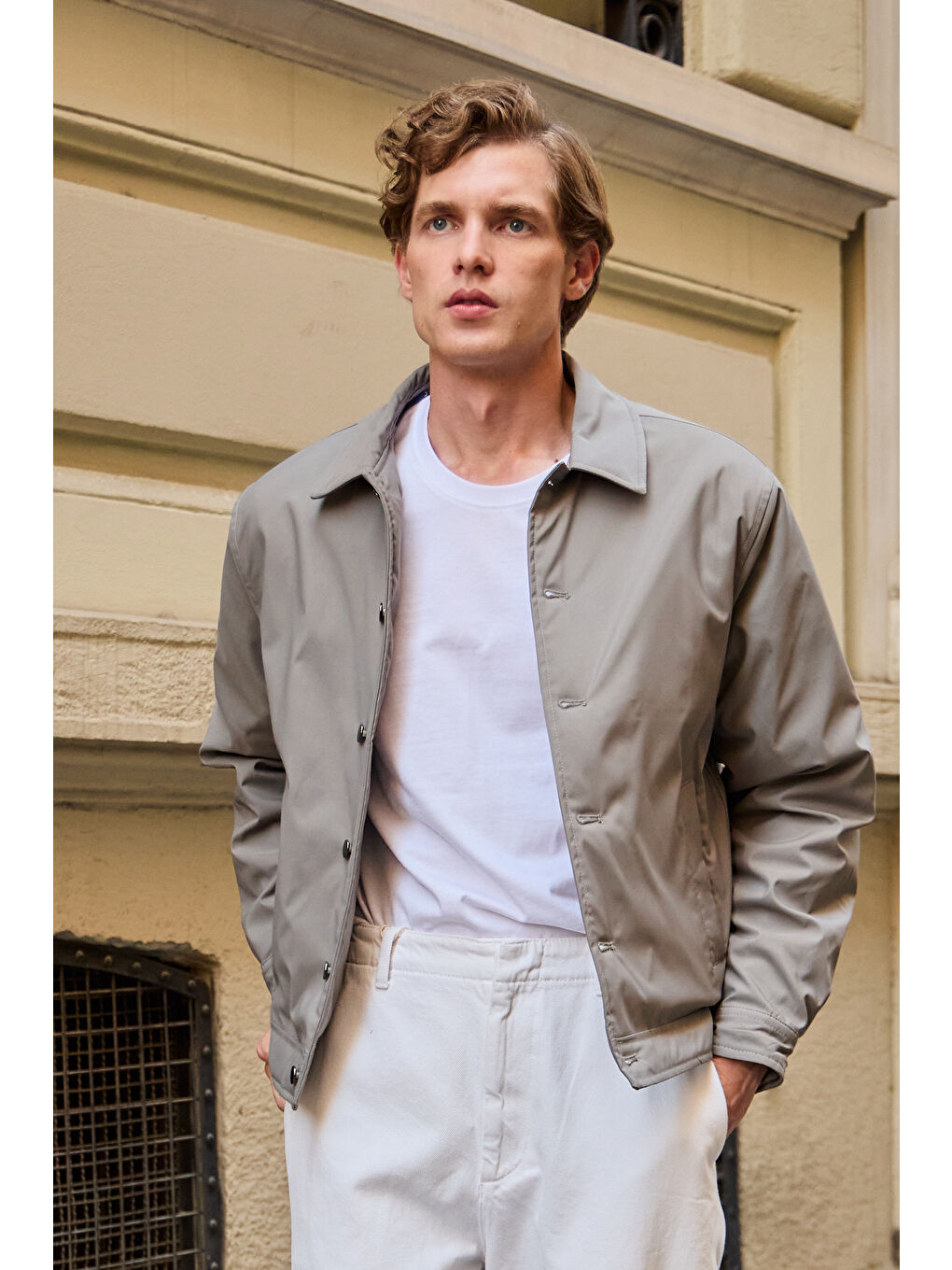 Erkek Basic Mont Ceket Bej-1