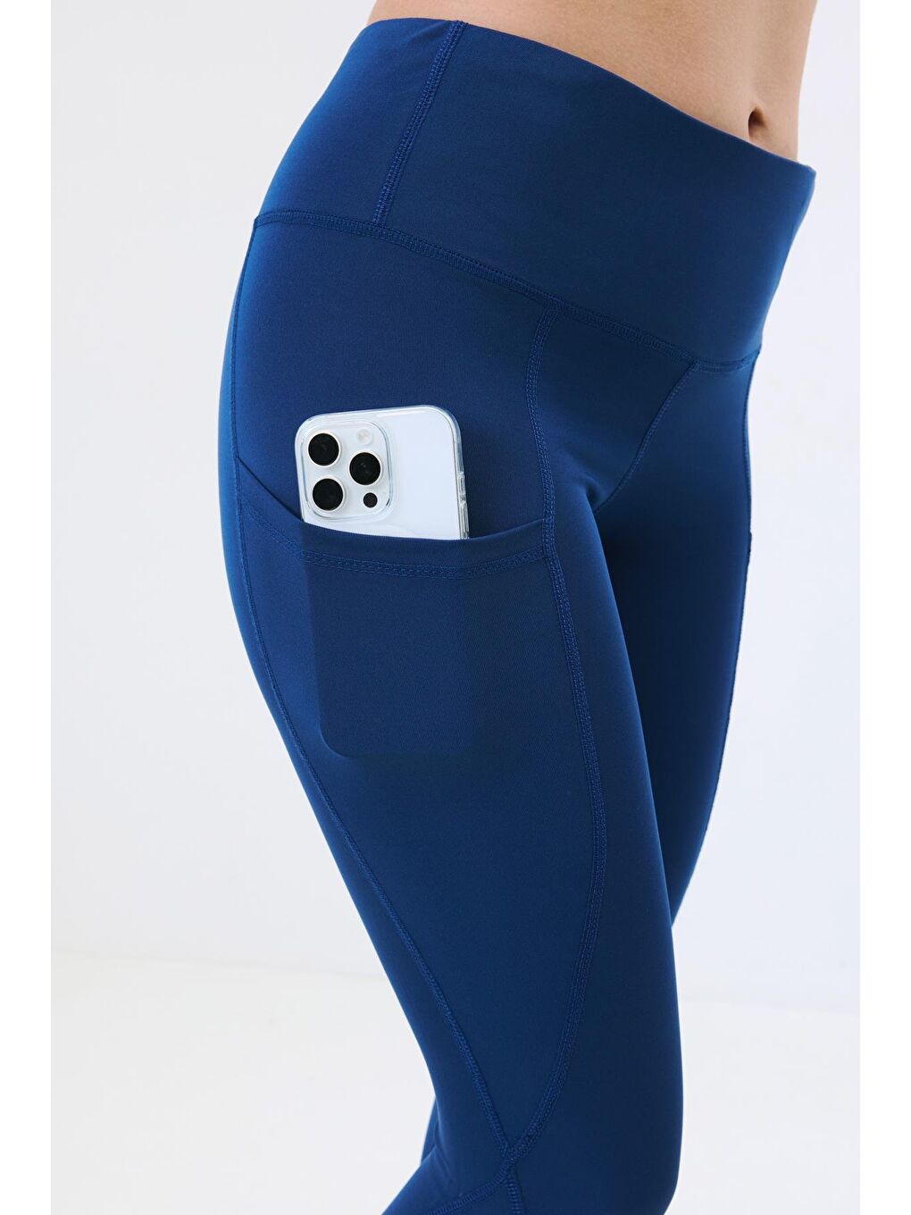 Yüksek Bel Çift Cepli Toparlayıcı Spor Tayt 9416 Lacivert-2