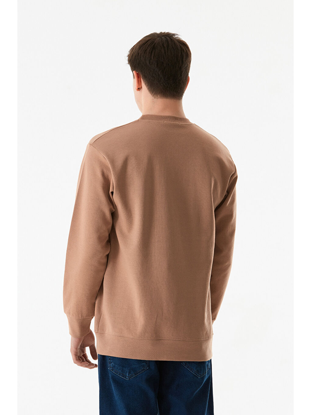 Fullamoda Camel Yazı Kabartmalı Bisiklet Yaka Sweatshirt - 3