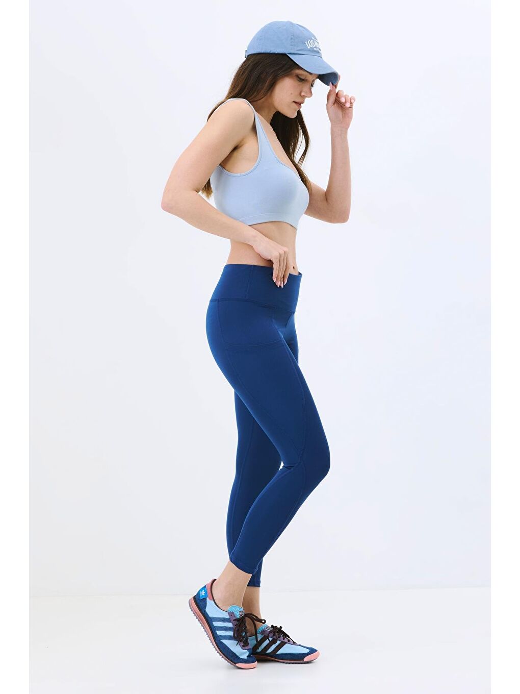 Yüksek Bel Çift Cepli Toparlayıcı Spor Tayt 9416 Lacivert-3