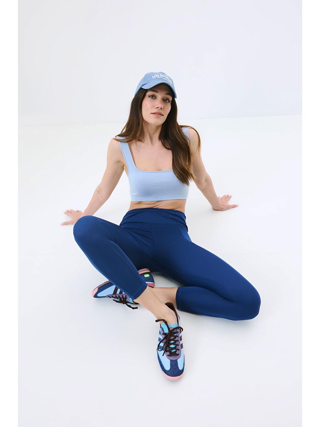 Yüksek Bel Çift Cepli Toparlayıcı Spor Tayt 9416 Lacivert-4