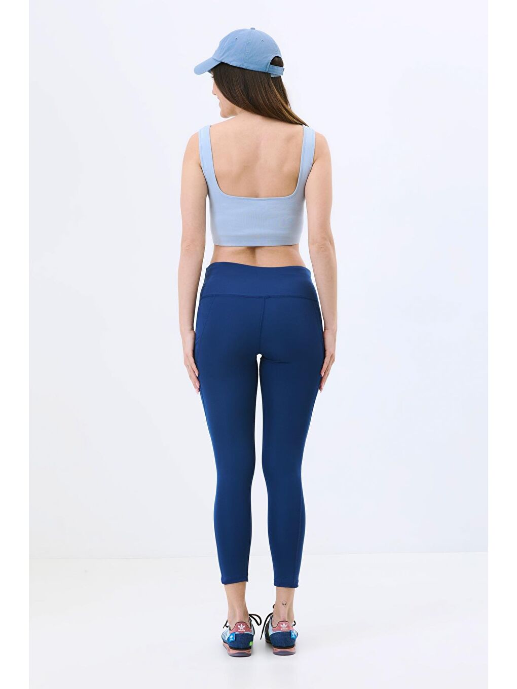 Yüksek Bel Çift Cepli Toparlayıcı Spor Tayt 9416 Lacivert-5