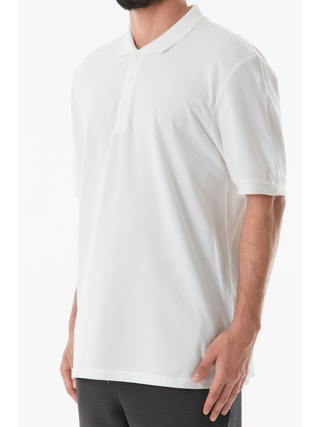 Ekru Basic Polo Yaka Tişört-4