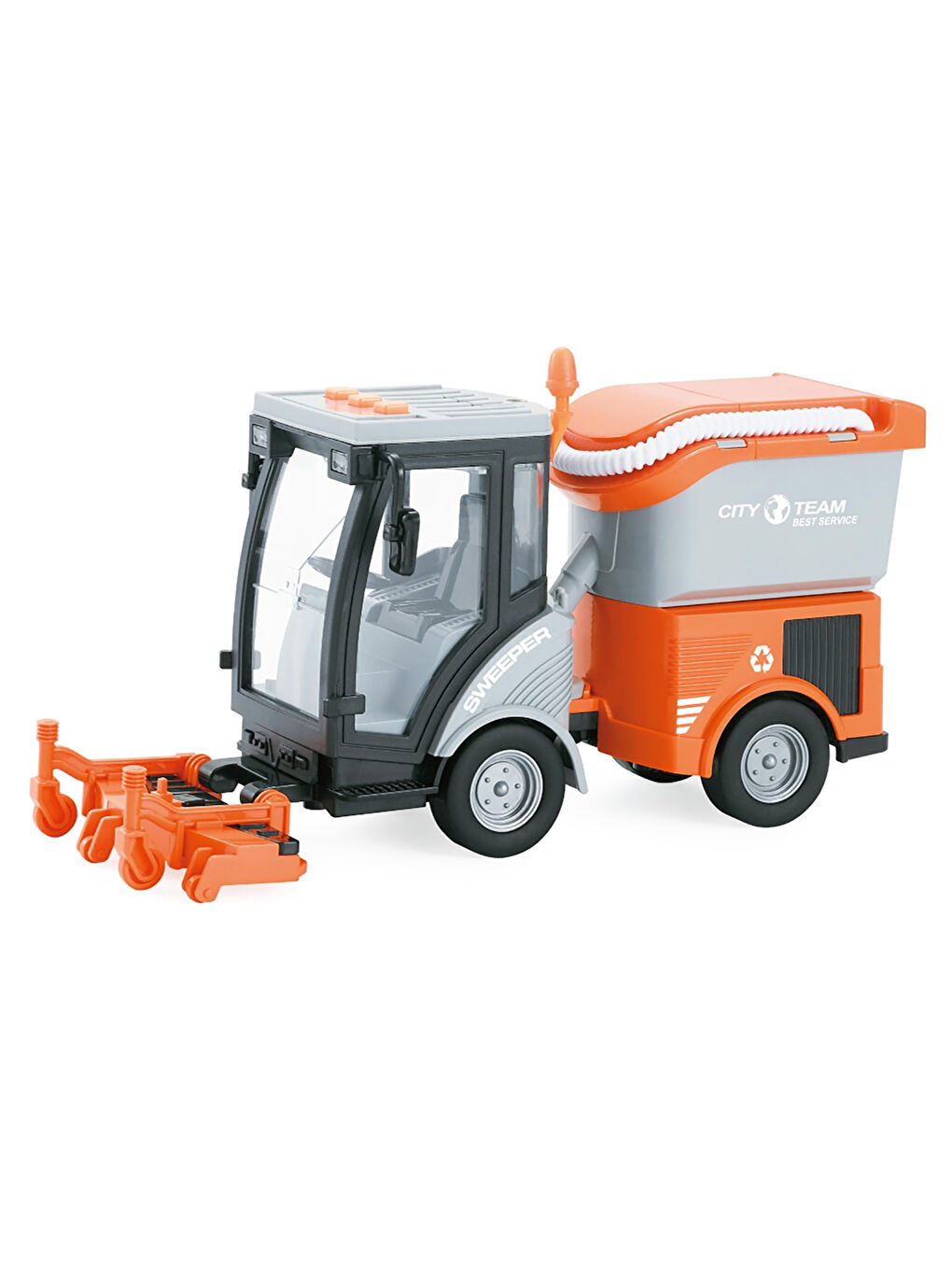 1:16 Sürtmeli Sesli ve Işıklıi Sokak Süpürücü Kamyon Turuncu