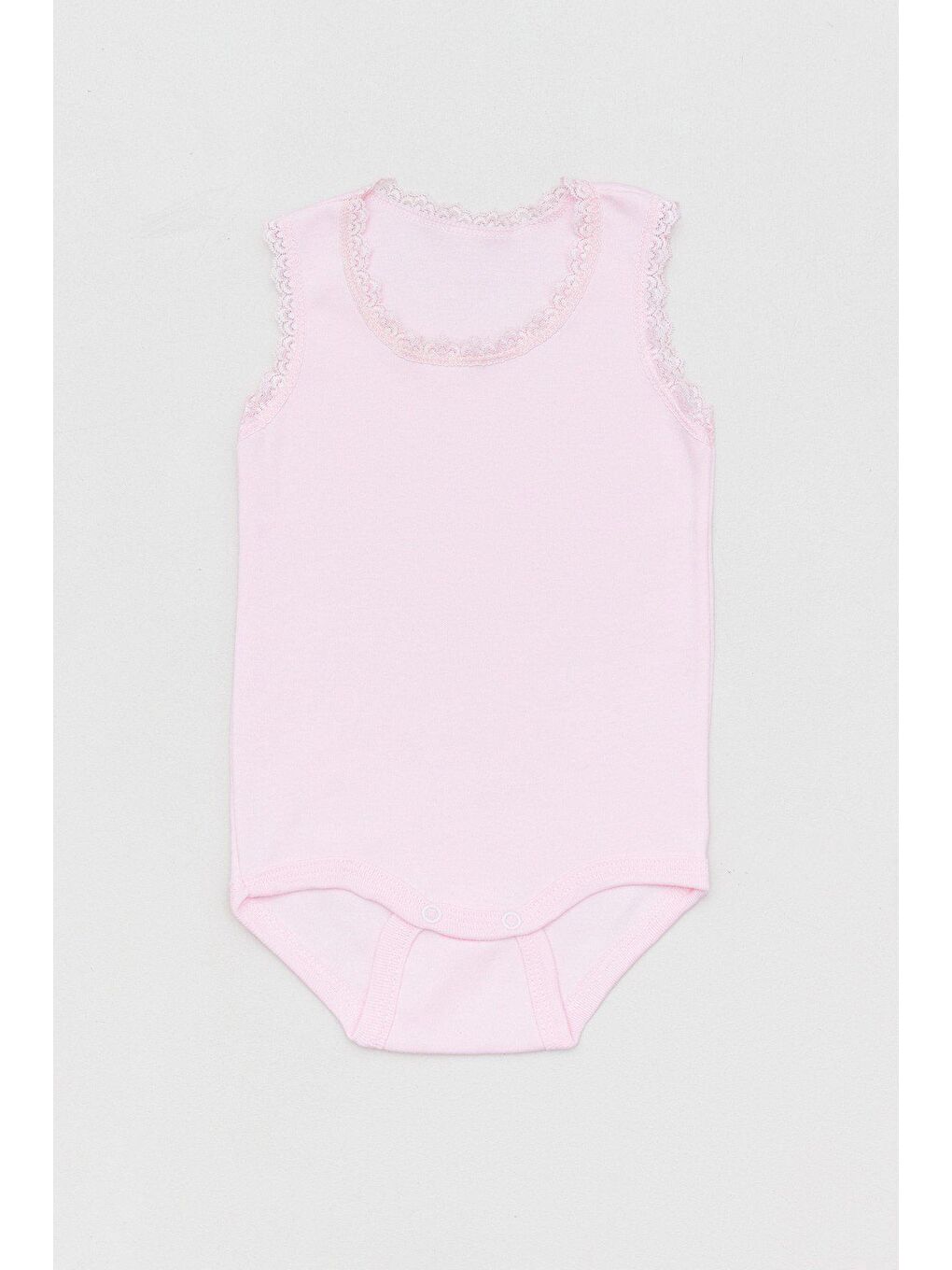 Pembe Kalın Askılı Dantelli Kız Bebek Zıbın