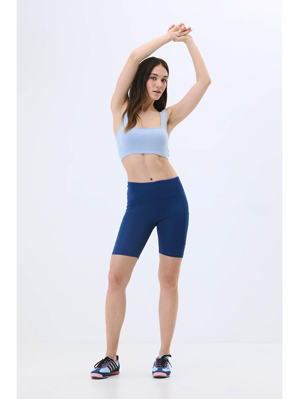 Yüksek Bel Çift Cepli Kısa Tayt 9417 Lacivert