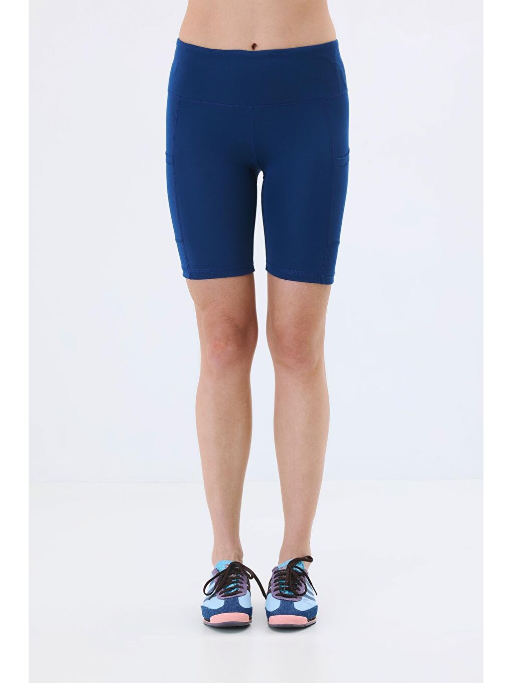 Yüksek Bel Çift Cepli Kısa Tayt 9417 Lacivert-5