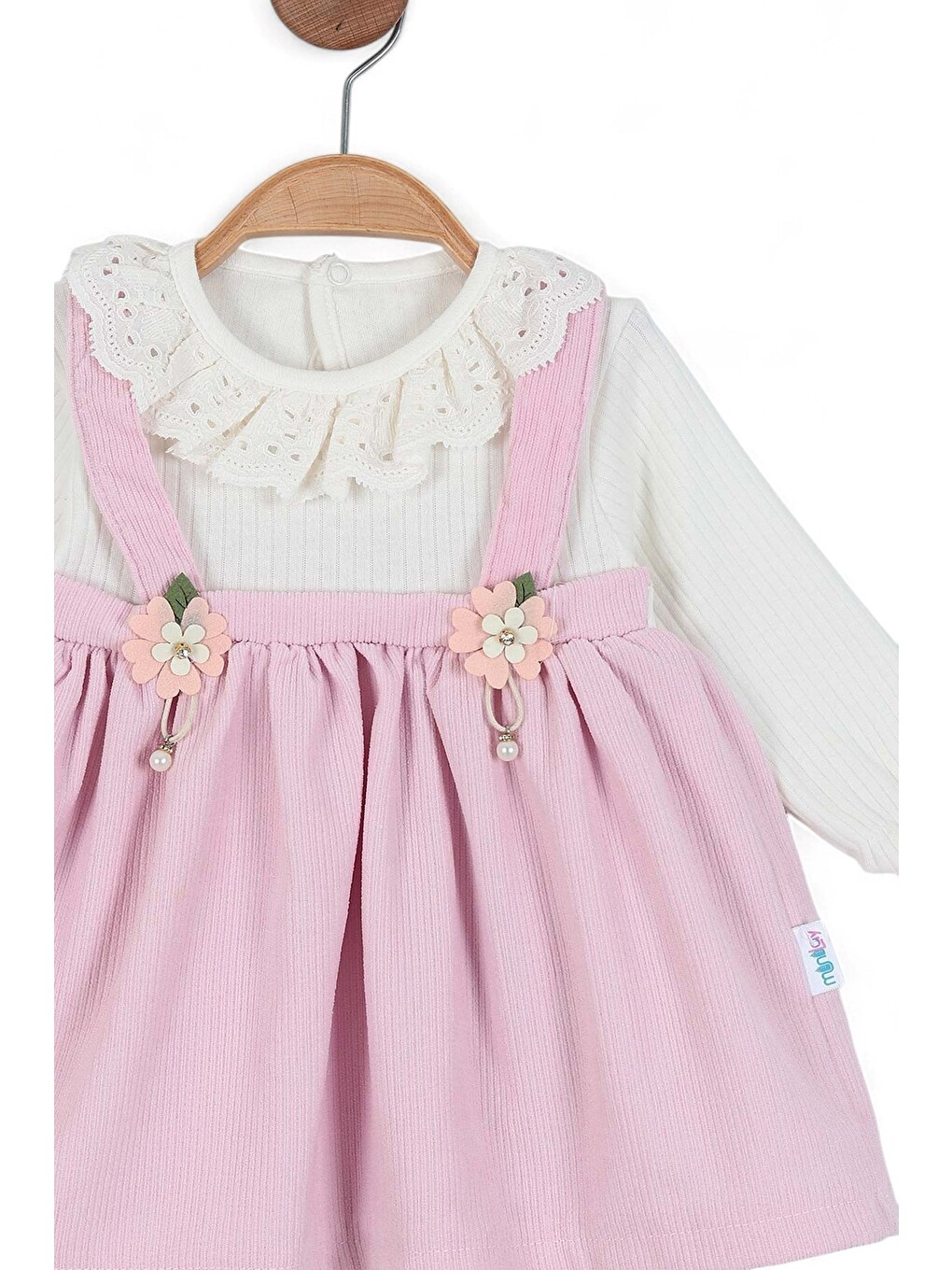 Pembe Kız Bebek Fitilli Dokulu Mevsimlik 6-9-12-18-24 Aylık Bebek Elbisesi, Doğum Günü, Özel Elbis-1