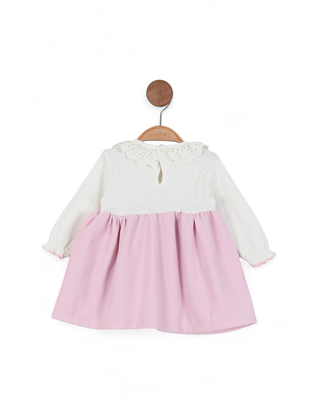 Pembe Kız Bebek Fitilli Dokulu Mevsimlik 6-9-12-18-24 Aylık Bebek Elbisesi, Doğum Günü, Özel Elbis-2