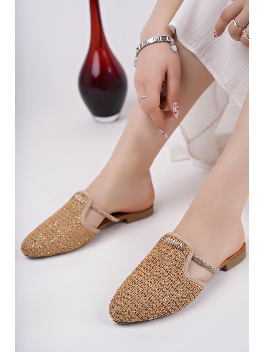 Bej ZİNTA Önü Kapalı Kadın Günlük Hasır Terlik-4