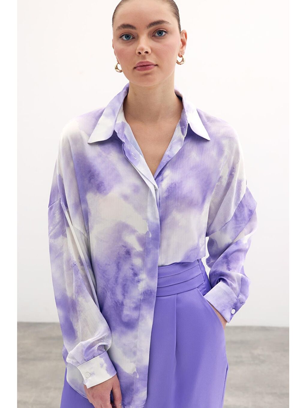 Salaş Uzun Gömlek - Lila-2
