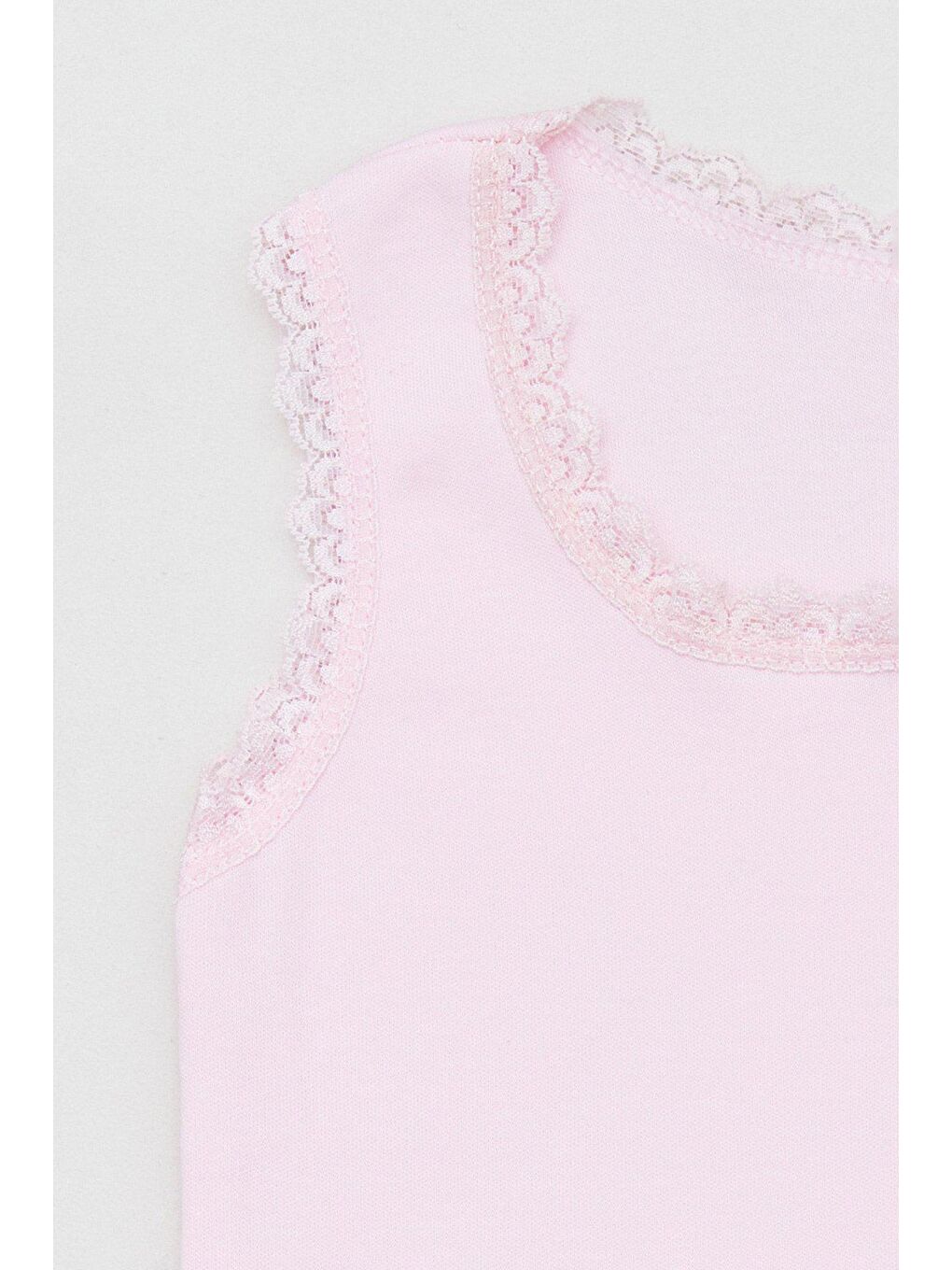 Pembe Kalın Askılı Dantelli Kız Bebek Zıbın-3