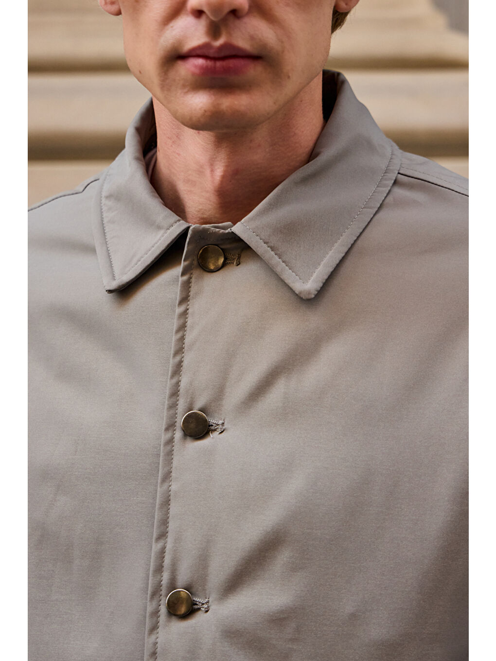 Erkek Basic Mont Ceket Bej-3