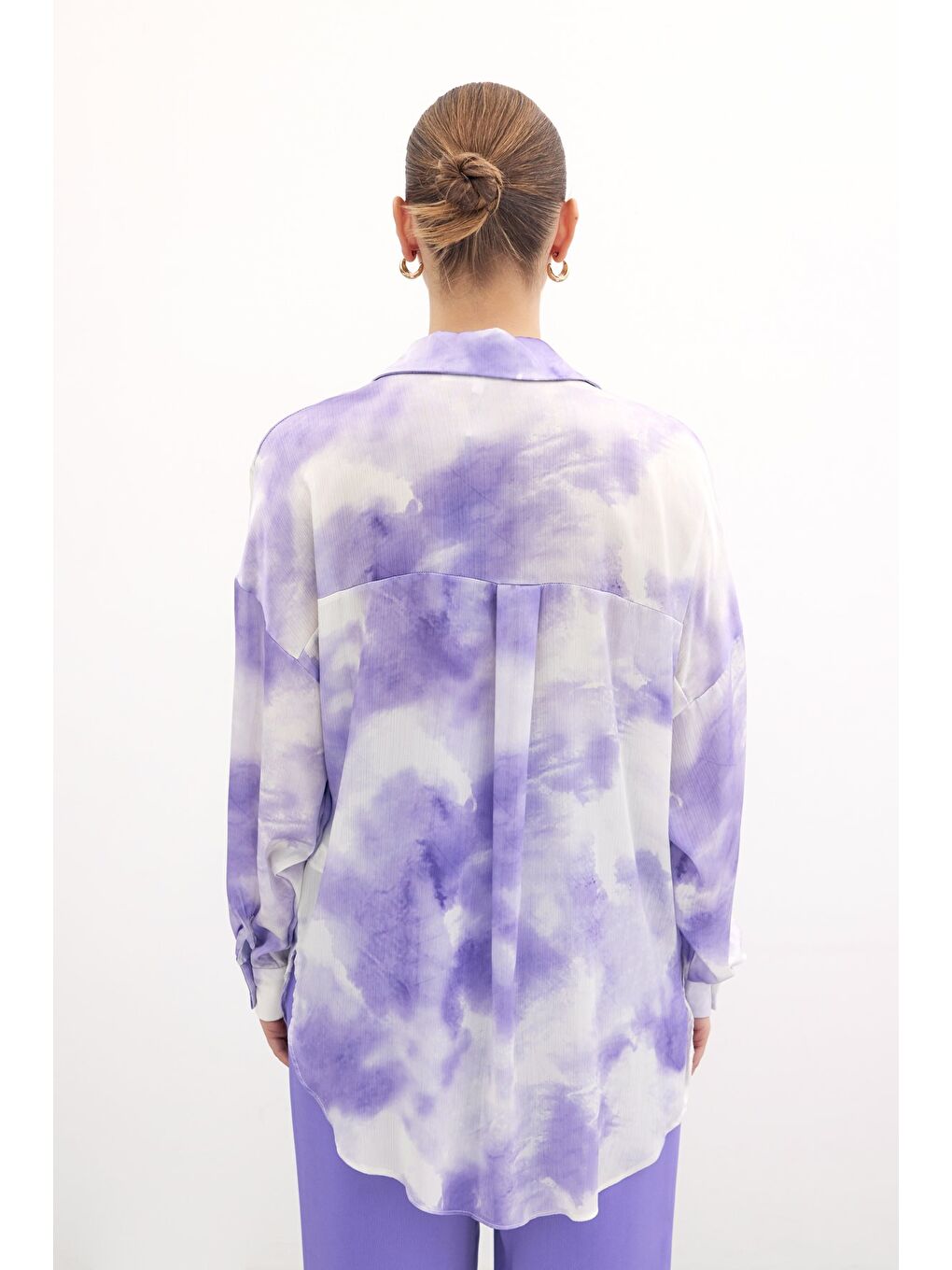 Salaş Uzun Gömlek - Lila-5