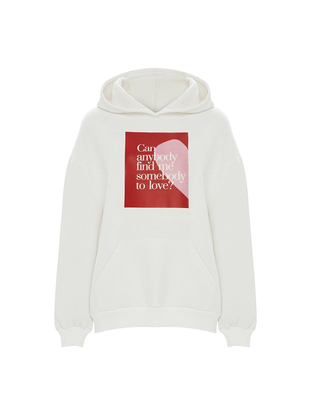 Baskılı Düz Renk Sweatshirt -Beyaz-2