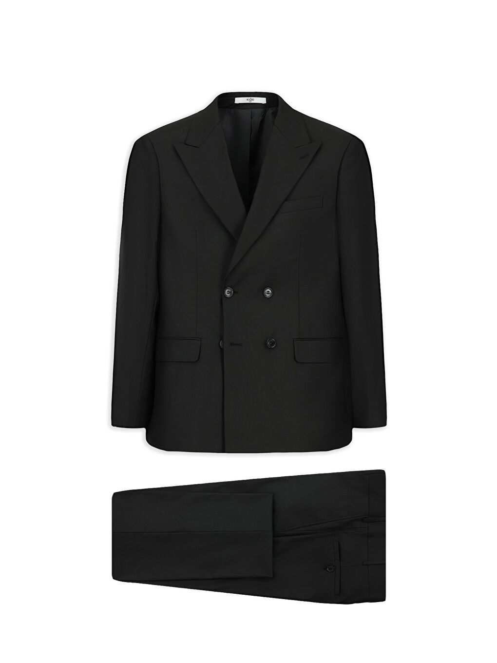 Siyah Regular Fit Kruvaze Takım Elbise