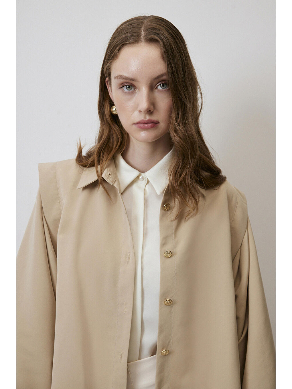 Kahverengi BALON KOL KUŞAKLI TRENÇKOT-2