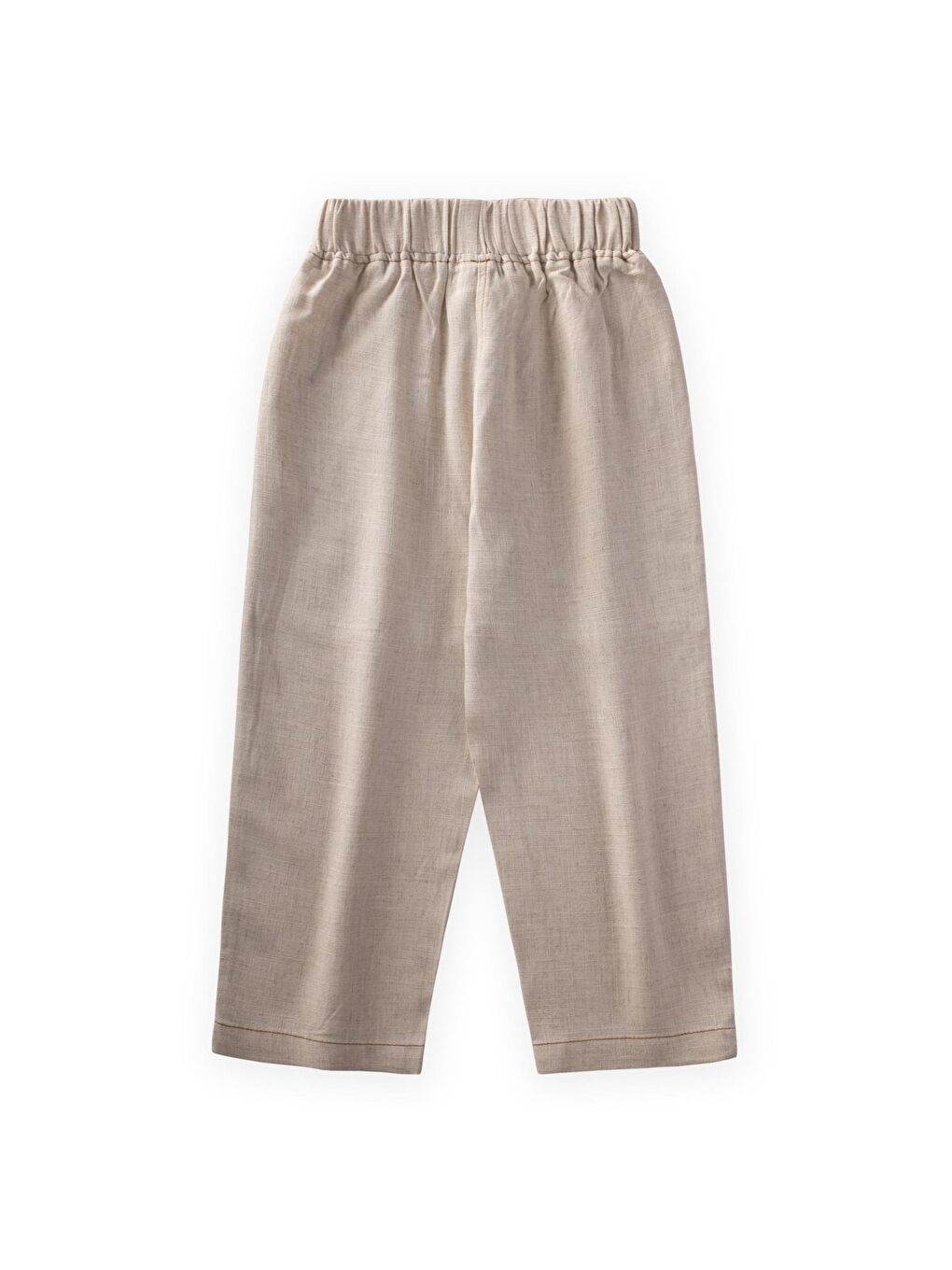 Ekru Kız Çocuk Keten Pantolon-1