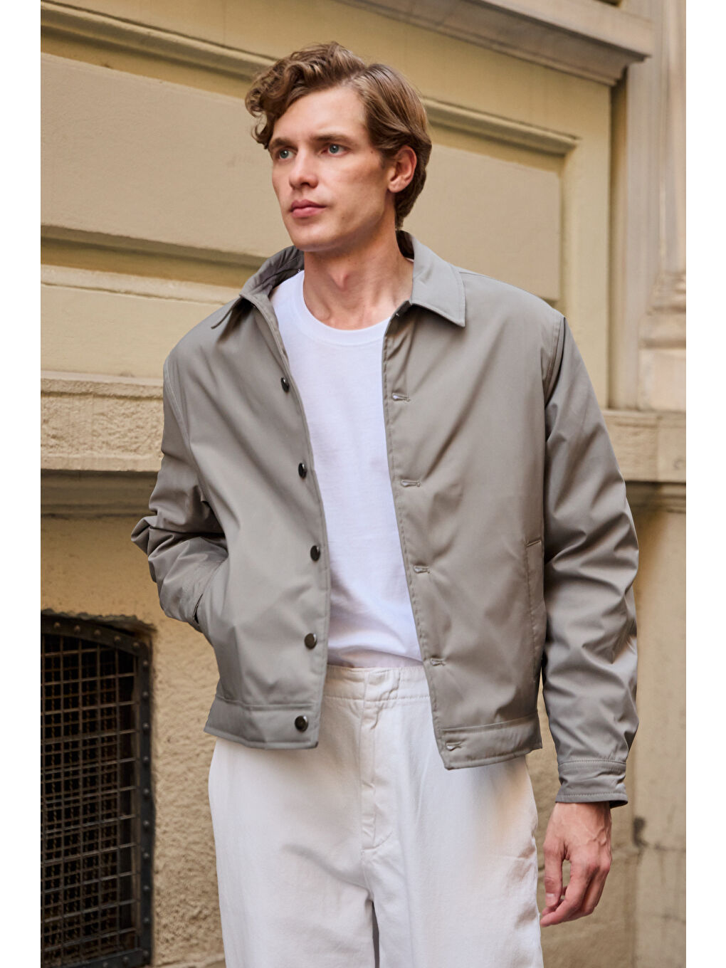 Erkek Basic Mont Ceket Bej-4