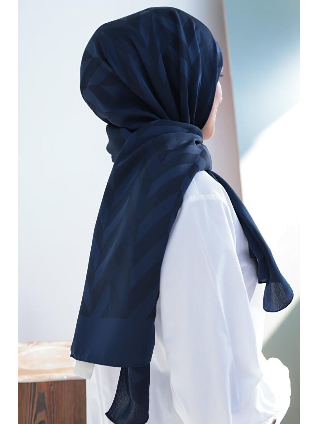 Lacivert-İpeksi Balıksırtı  Jakar Şal-1