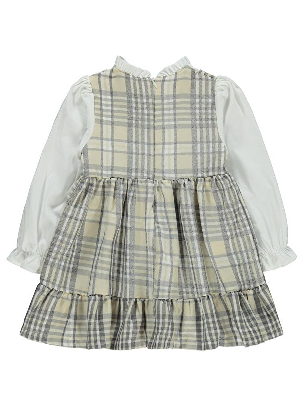 Girls Yakası Fırfırlı 2-5 Yaş Elbise - Bej 5-6 Yaş-1