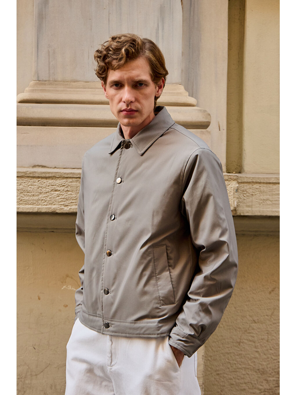 Erkek Basic Mont Ceket Bej-5