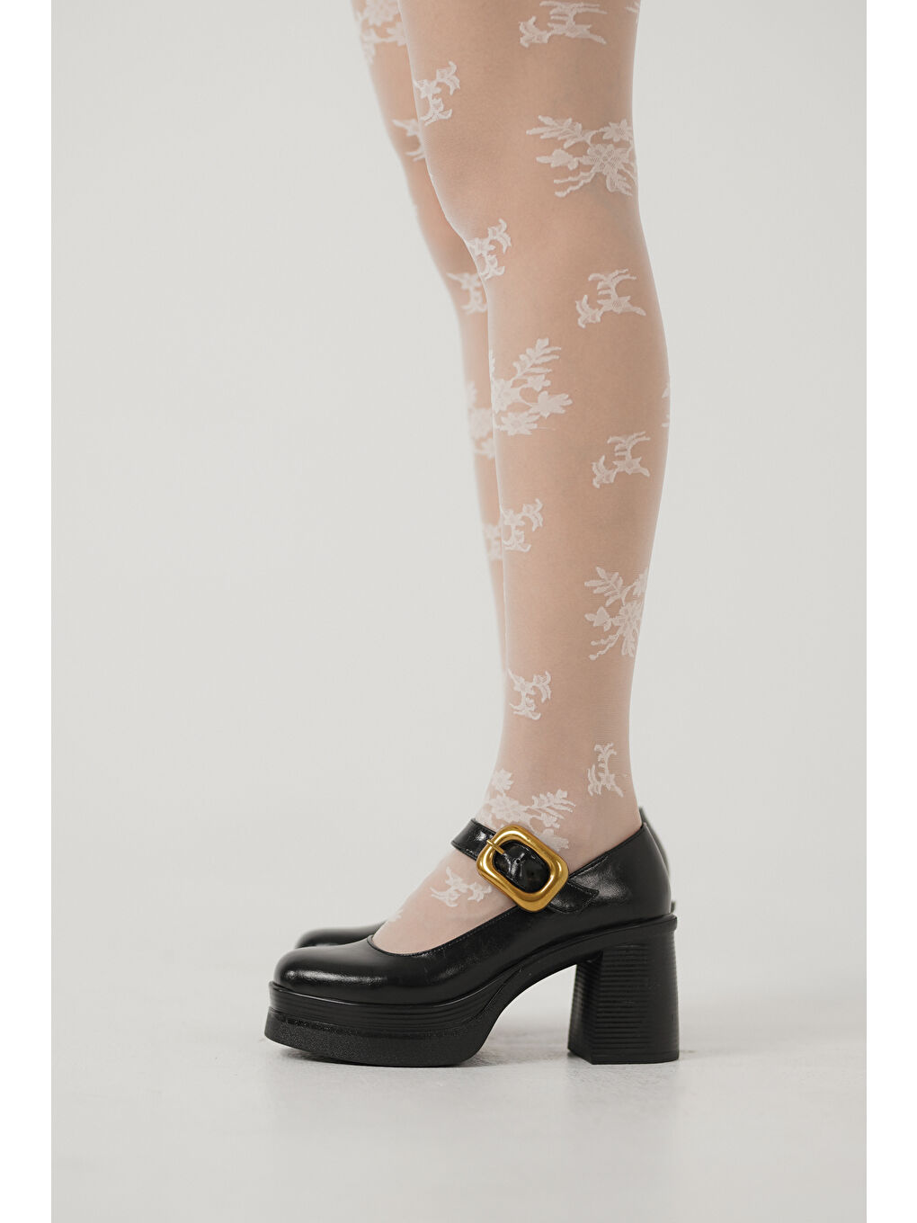 Siyah Michelina Yüksek Tabanlı Topuklu Tokalı Kadın Ayakkabı-2