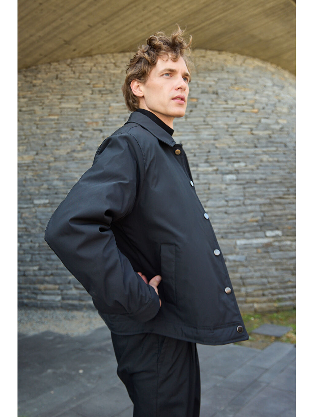 Erkek Basic Mont Ceket Siyah-5