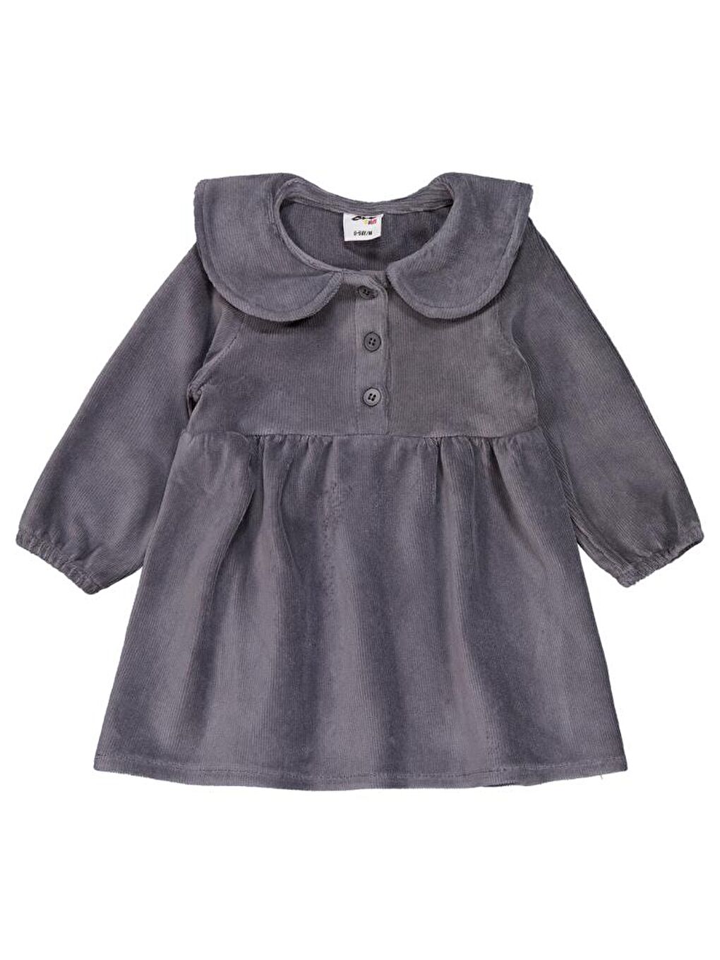 Baby Düğme Detaylı 6-18 Ay Elbise - Gri 18-24 Ay-1