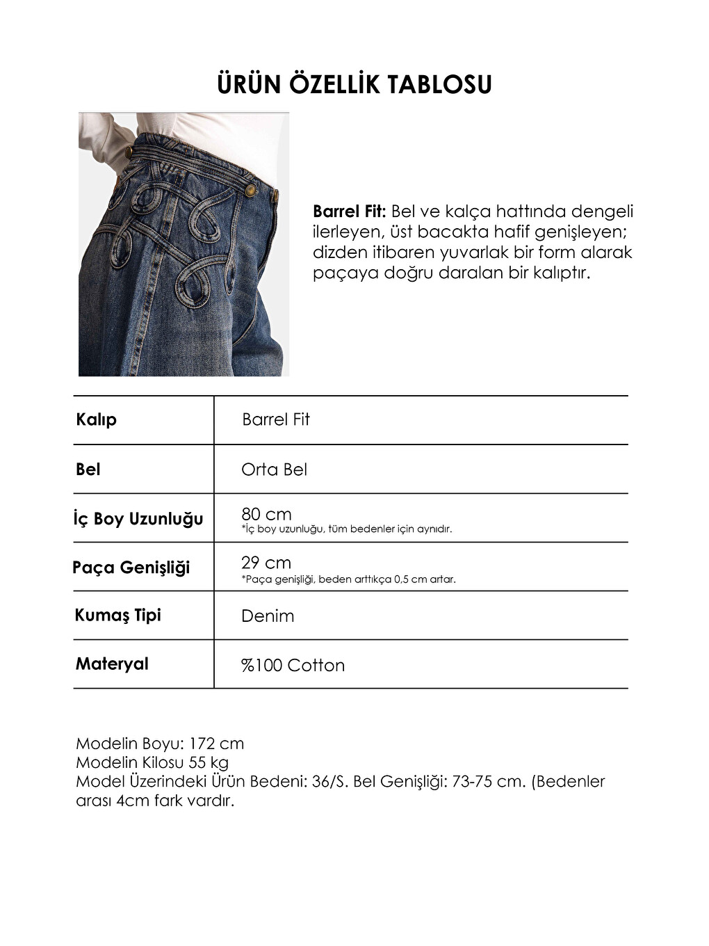 Mavi Kadın Koyu Jean 4w6-8 Barrel Fit Bol Kesim Nakış Detaylı Tasarım Denim Jean-5