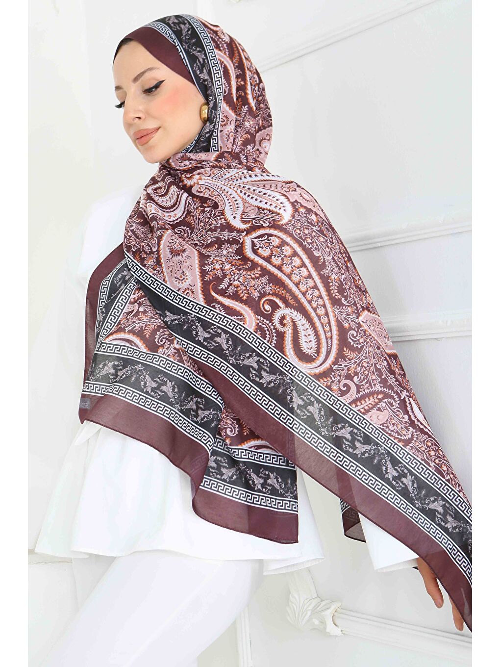 Kahverengi Etnika Soul Serisi Pamuk Şal Kahve - 27856-KAHVE