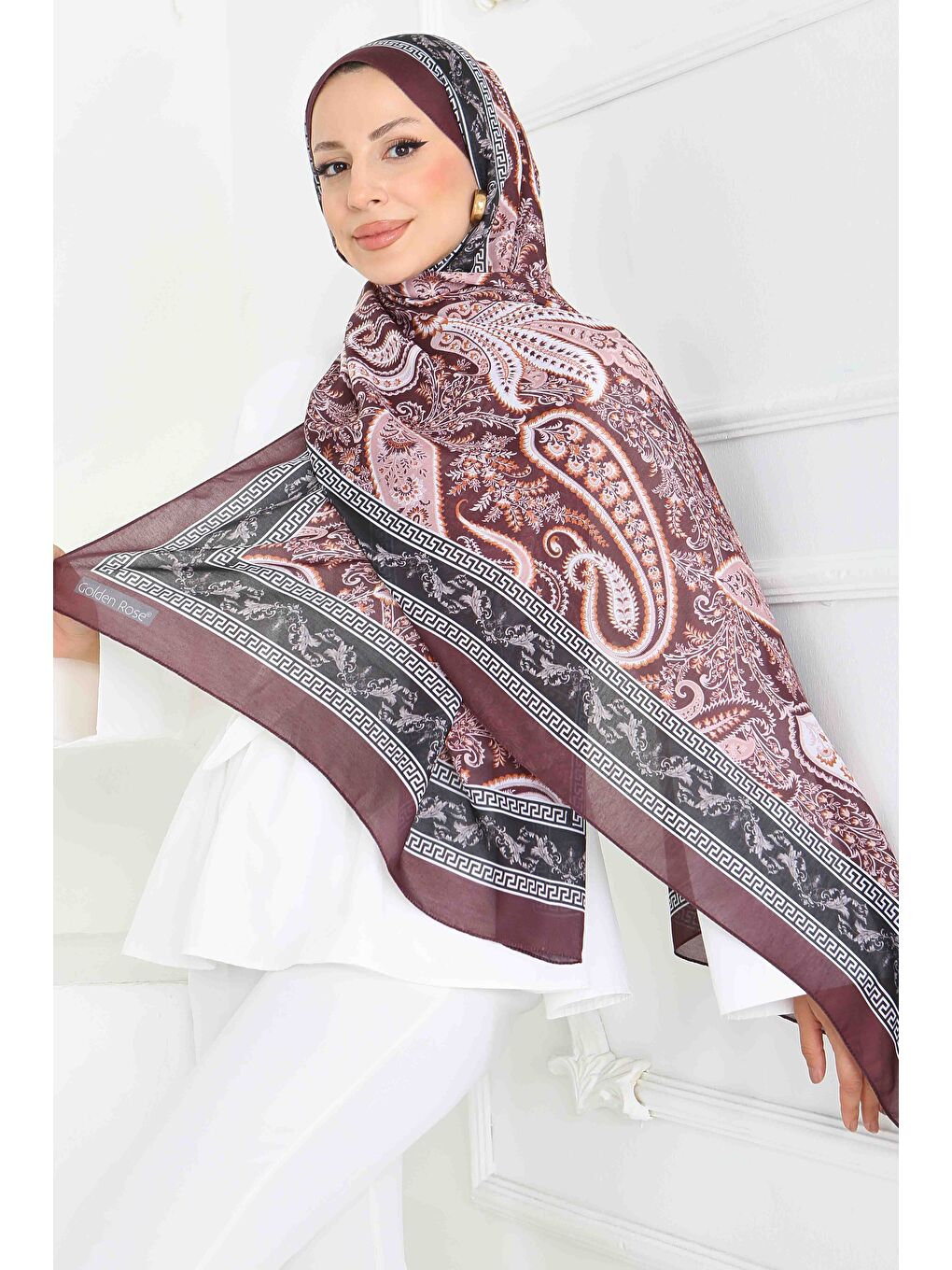 Kahverengi Etnika Soul Serisi Pamuk Şal Kahve - 27856-KAHVE-2