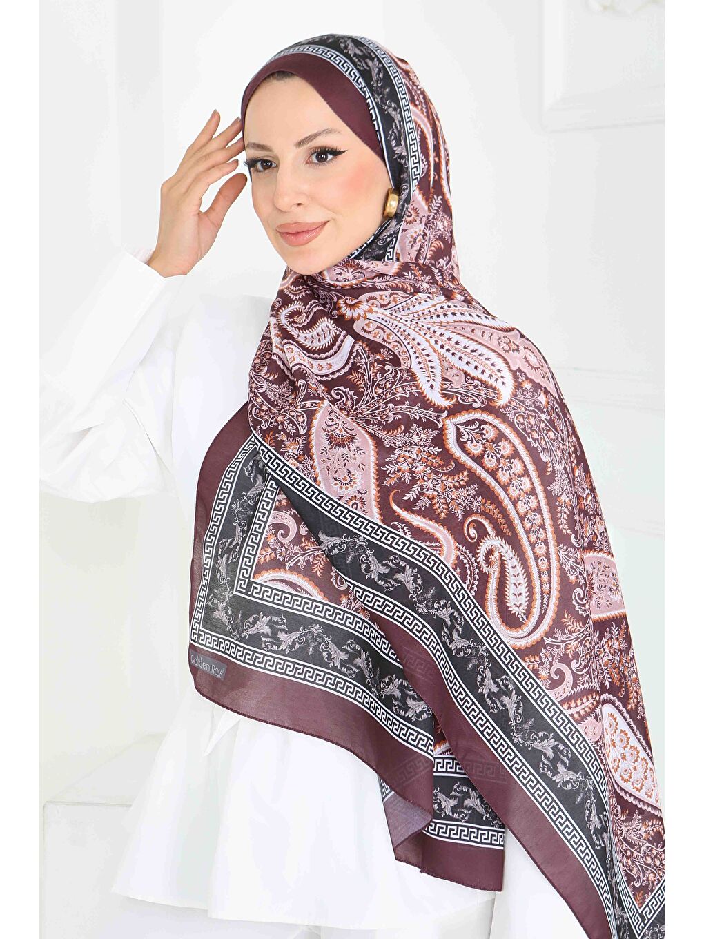 Kahverengi Etnika Soul Serisi Pamuk Şal Kahve - 27856-KAHVE-4