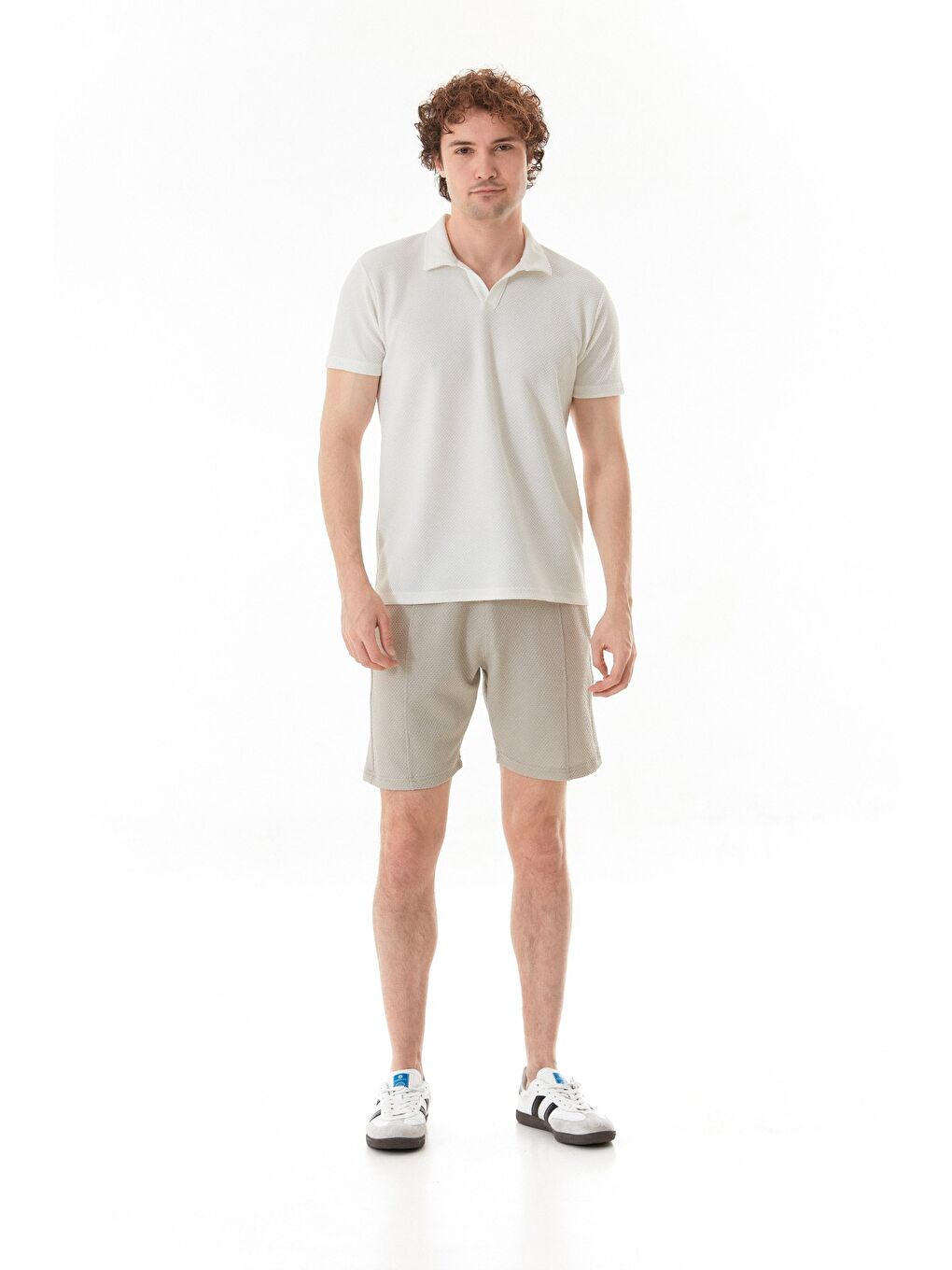 Gri Petek Kumaş Beli Bağlamalı Cepli Şort